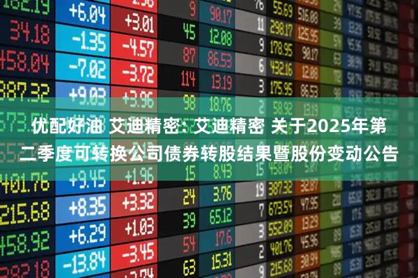 优配好油 艾迪精密: 艾迪精密 关于2025年第二季度可转换公司债券转股结果暨股份变动公告